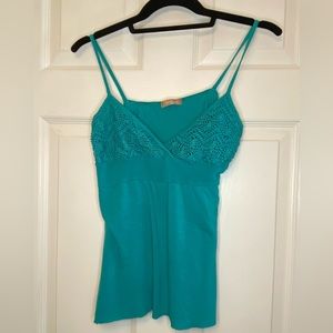 Teal tie back tank top